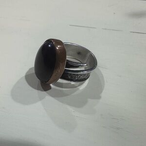 Silver and Black Stone Ring